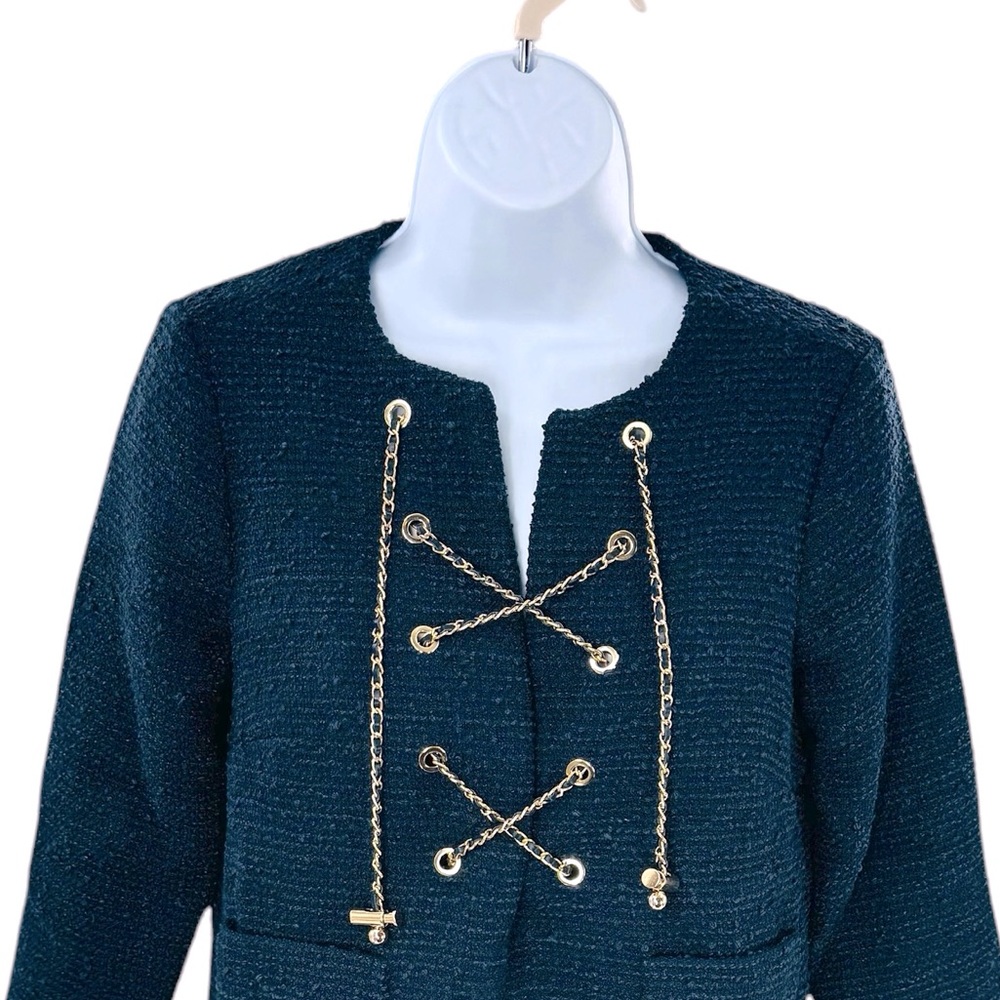 Tuckernuck | NEW Navy Tie Tweed Kelly Notched Neckline Mini Dress Size XS - Picture 5 of 11